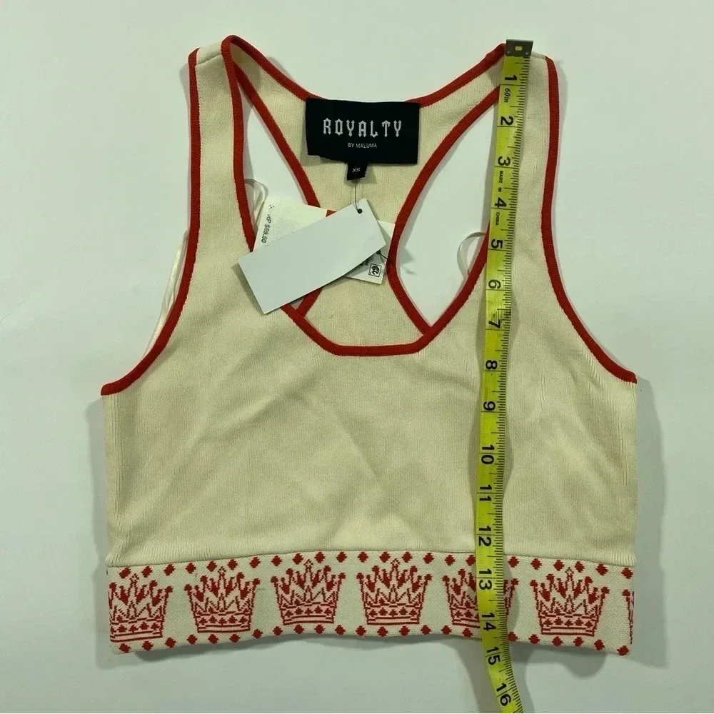 Royalty By Maluma Racerback Crop Printed Sleeveless Tank Top XS
